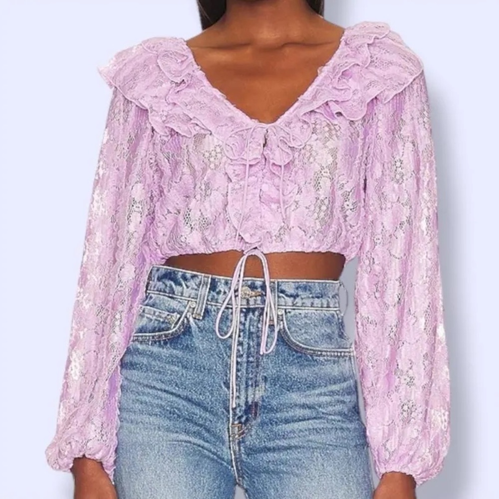 For Love And Lemons Lilac Lace Blouse 1X